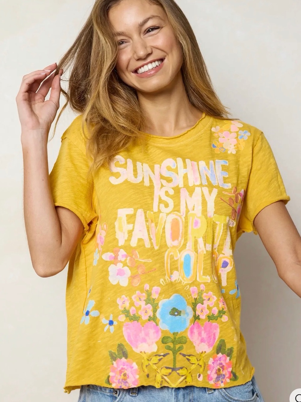 NATURAL LIFE Yellow Floral 'Sunshine Is My Favorite Color' Tee - Picture 2 of 7